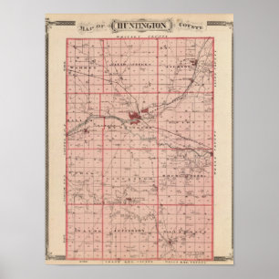 Karta av Huntington County Poster