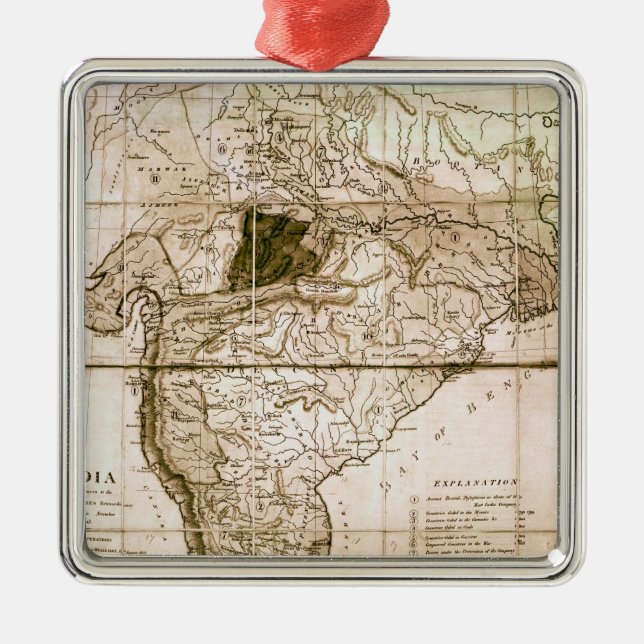 Karta av Indien, 1803 Julgransprydnad Metall (Framsidan)