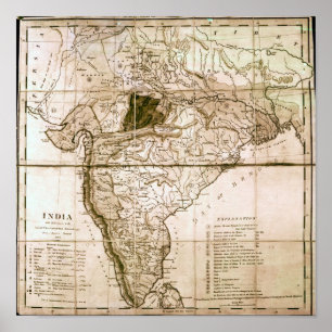 Karta av Indien, 1803 Poster