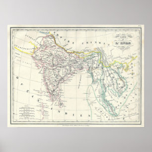 Karta av Indien, Burma och South East Asia, Siam Poster