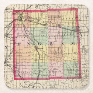 Karta av Ingham County, Michigan Underlägg Papper Kvadrat