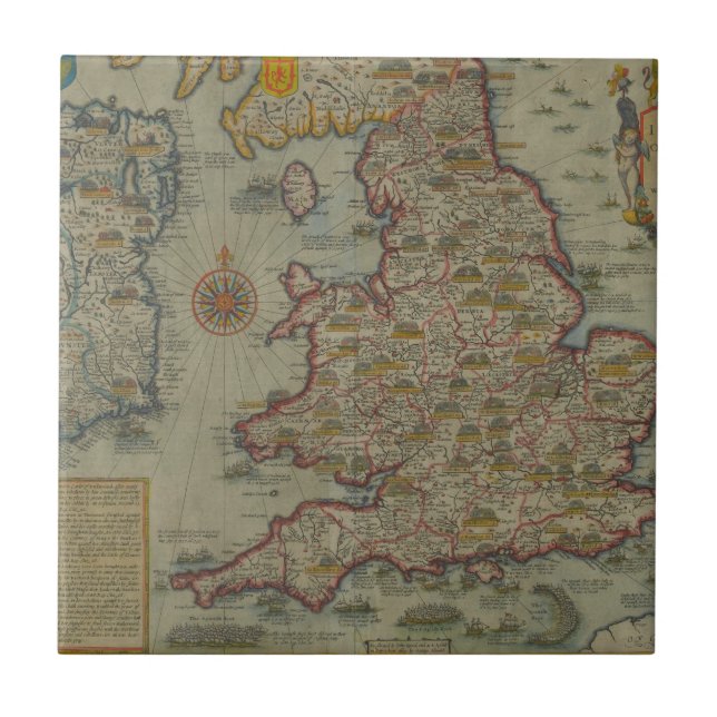 Karta av invasionerna av England & Irland Kakelplatta (Framsidan)