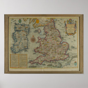 Karta av invasionerna av England & Irland Poster