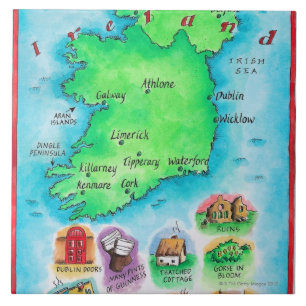Karta av Irland Kakelplatta