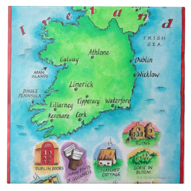 Karta av Irland Kakelplatta (Framsidan)