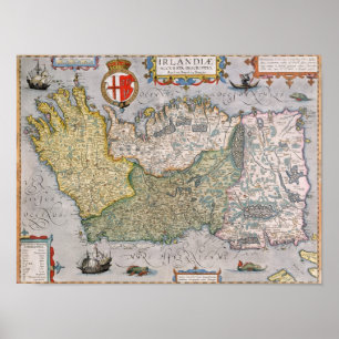 Karta av Irland Poster