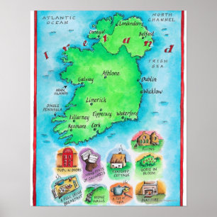 Karta av Irland Poster