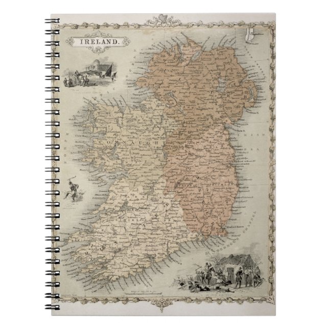 Karta av Irland, publicerad c.1850 (räcka-färgad Anteckningsbok Med Spiral (Framsidan)