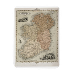Karta av Irland, publicerad c.1850 (räcka-färgad Magnet