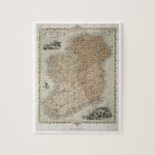 Karta av Irland, publicerad c.1850 (räcka-färgad Pussel