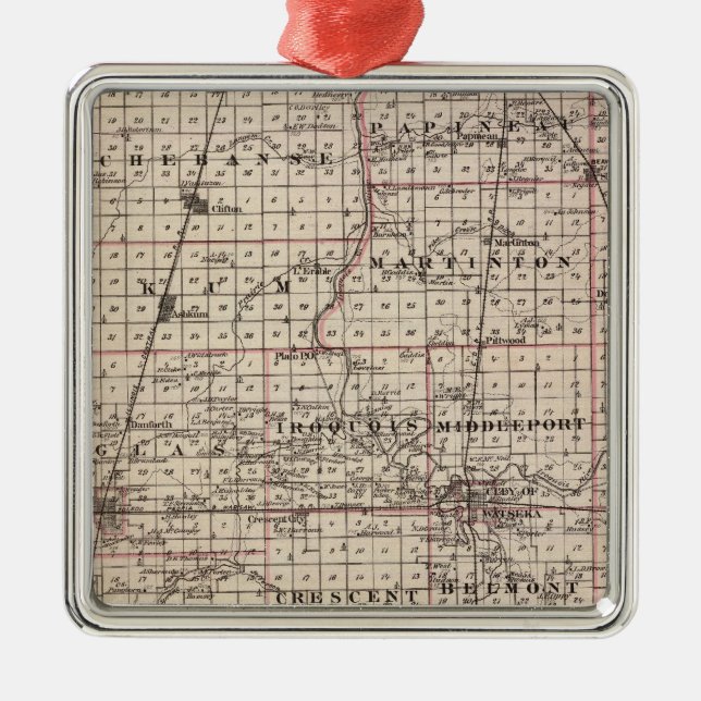 Karta av Iroquois County Julgransprydnad Metall (Framsidan)