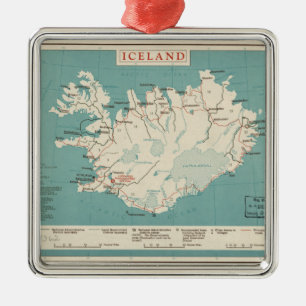 Karta av islandet (circa 1959) julgransprydnad metall