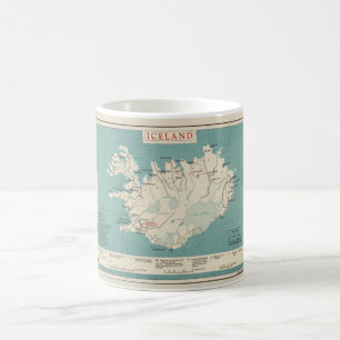 Karta av islandet (circa 1959) kaffemugg