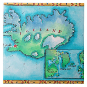 Karta av islandet kakelplatta