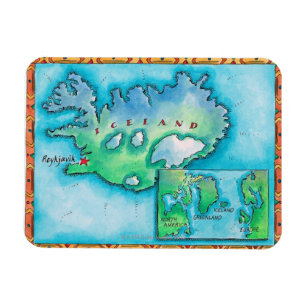 Karta av islandet magnet