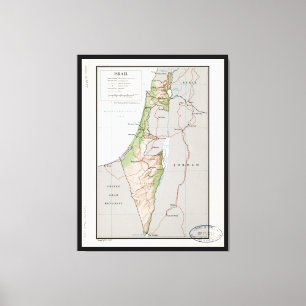Karta av Israel (1967) Canvastryck