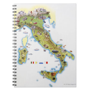Karta av italien anteckningsbok med spiral