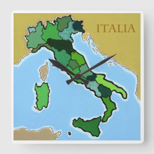 Karta av italien fyrkantig klocka