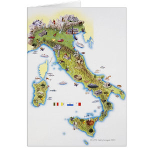 Karta av italien hälsningskort