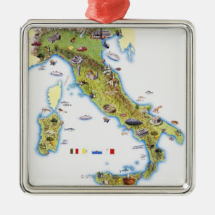 Karta av italien julgransprydnad metall