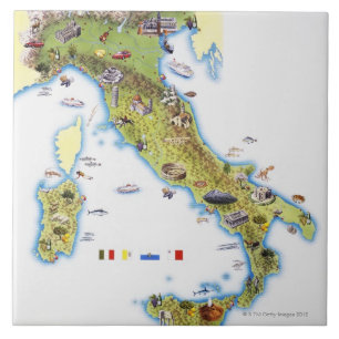 Karta av italien kakelplatta
