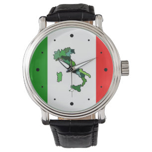 Karta av italien och den italienska flagga armbandsur