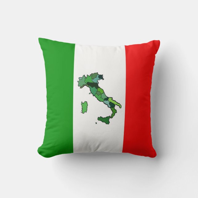 Karta av italien och den italienska flagga kudde (Framsida)