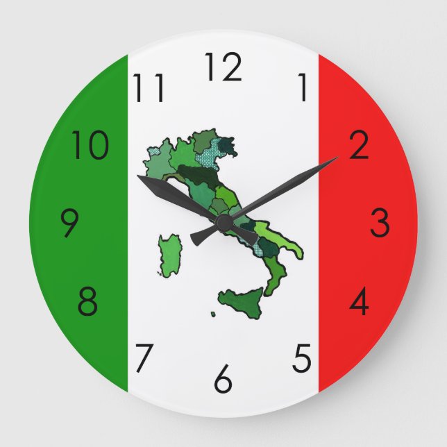 Karta av italien och den italienska flagga stor klocka (Framsida)