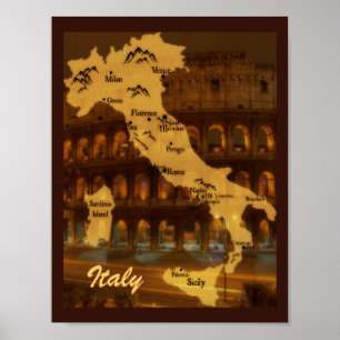 Karta av italien poster