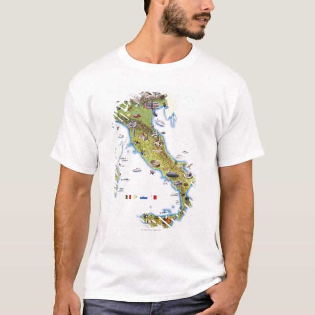 Karta av italien t shirt (Framsida)