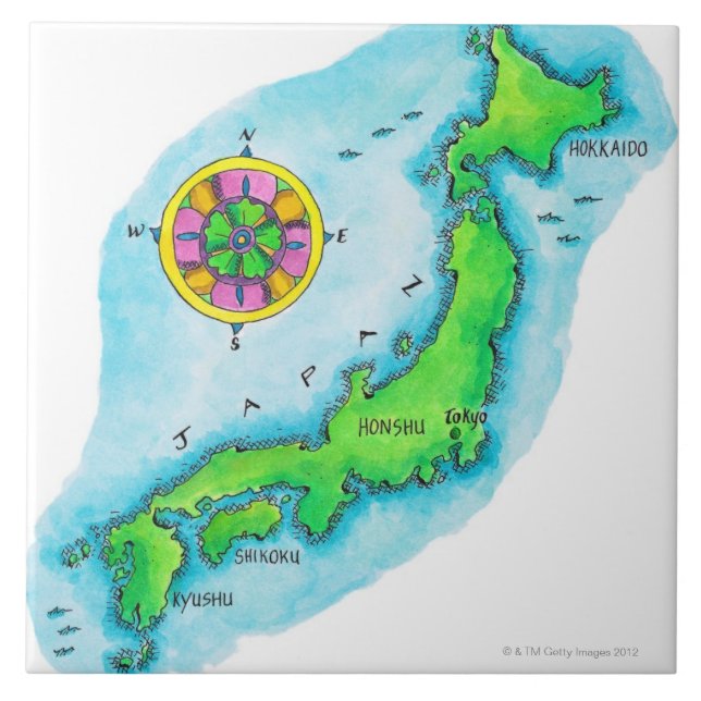 Karta av Japan Kakelplatta (Framsidan)