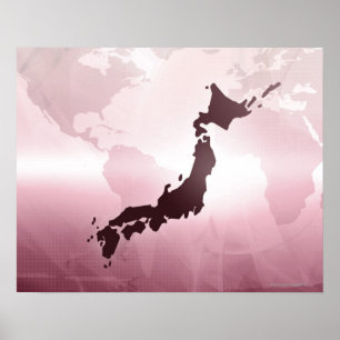 Karta av Japan Poster