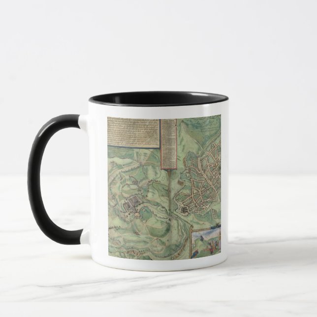 Karta av Jerusalem, från 'Civitates Orbis Terrarum Mugg (Vänster)