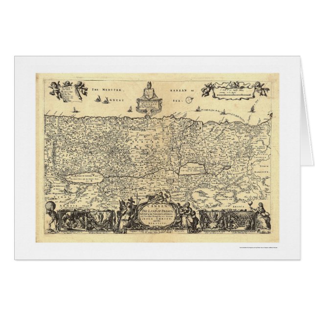 Karta av Kanaan landet av löftet vid Moxon 1680 Hälsningskort (Framsidan Horizontal)