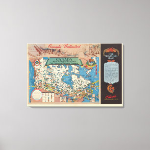 Karta av Kanada - naturliga och industriella Canvastryck