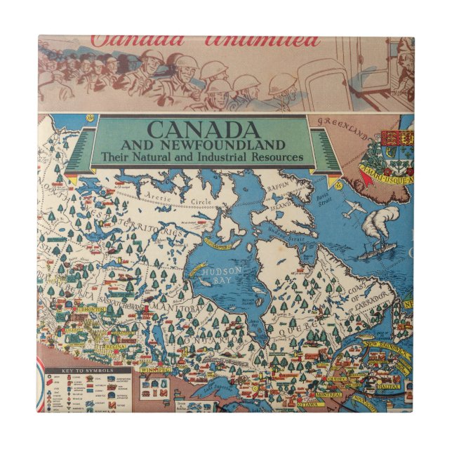Karta av Kanada - naturliga och industriella Kakelplatta (Framsidan)