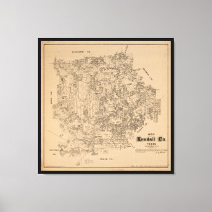 Karta av Kendall County, Texas (1879) Canvastryck