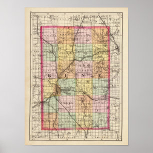 Karta av Kent County, Michigan Poster