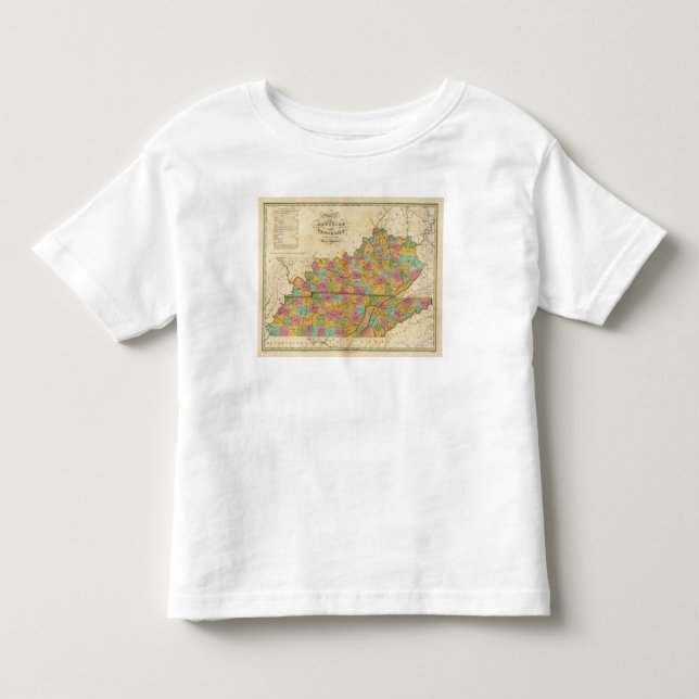 Karta av Kentucky och Tennessee Tee (Framsida)