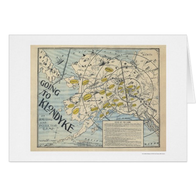 Karta av Klondyken från en stiga ombordlek 1897 Hälsningskort (Framsidan Horizontal)