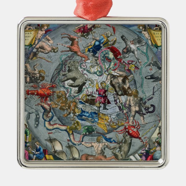 Karta av konstellationer av det nordligt julgransprydnad metall (Framsidan)