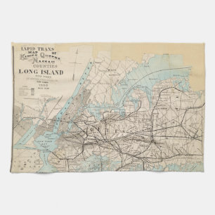 Karta av kungar, drottningar, Long Island Kökshandduk