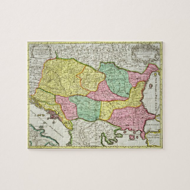 Karta av kungariket av Ungern och stater som Pussel (Horisontell)