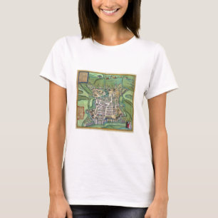 Karta av La Rochelle, från 'Civitates Orbis T-shirt