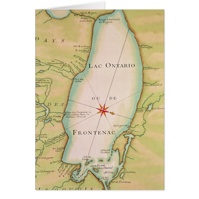 Karta av Lake Ontario Hälsningskort (Framsidan)