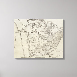 Karta av landet mellan Auckland & den Waikato Canvastryck