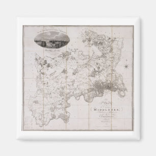 Karta av länet av Middlesex som publiceras 1819 Magnet