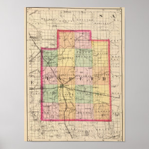 Karta av Lapeer County, Michigan Poster