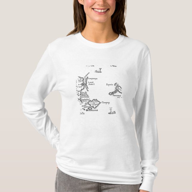 Karta av Laputa, Balnibari, Luggnagg T-shirt (Framsida)