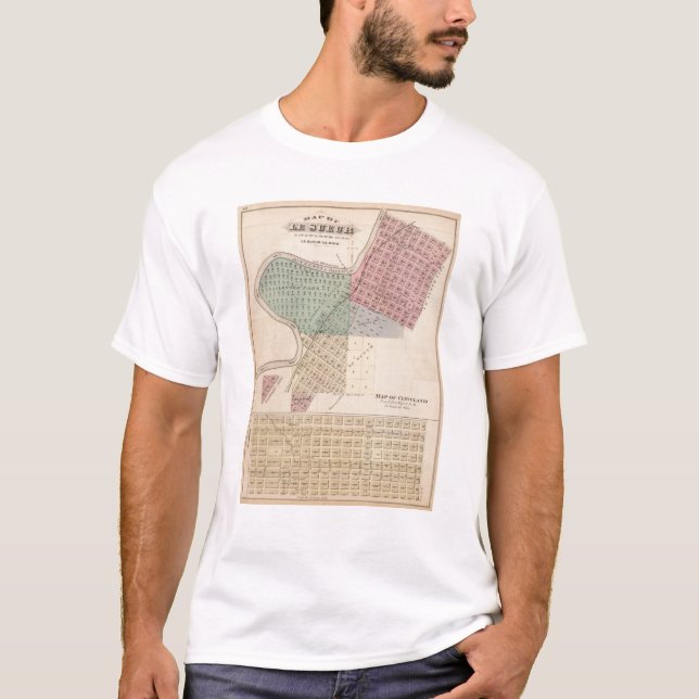 Karta av Le Sueur, karta av Cleveland, Minnesota Tee (Framsida)